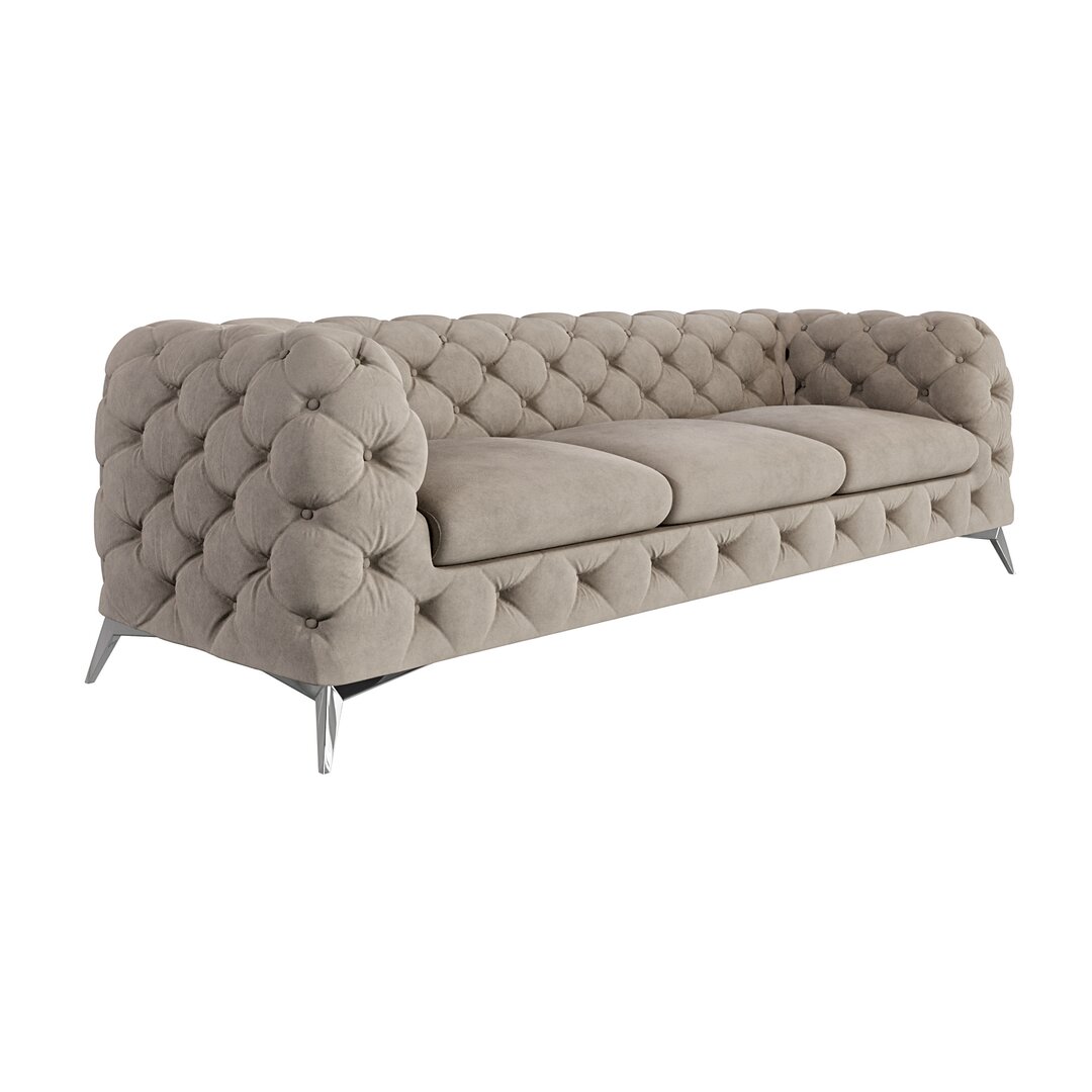 Chesterfield Sofa 3-Sitzer Bixby mit Silber Metall Füßen