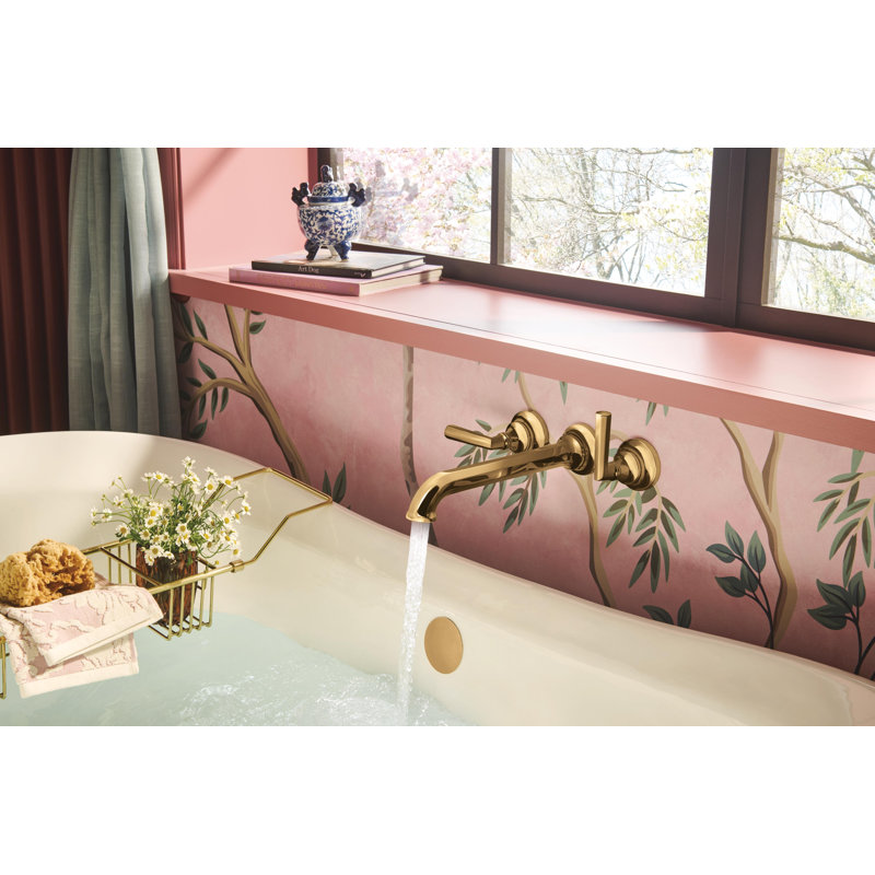 Beauclere™ Two Handle Wall Mount Tub Filler, Brilliance Polished Gold, Lever Handle
