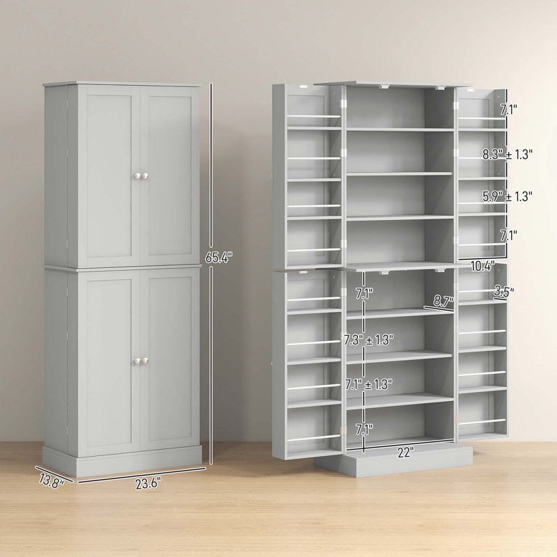 Garde-manger avec tablettes, portes, Gris