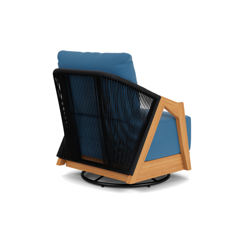Alpine Outdoor Teak Swivel Lounge Chair, Bamboo Bay Sky