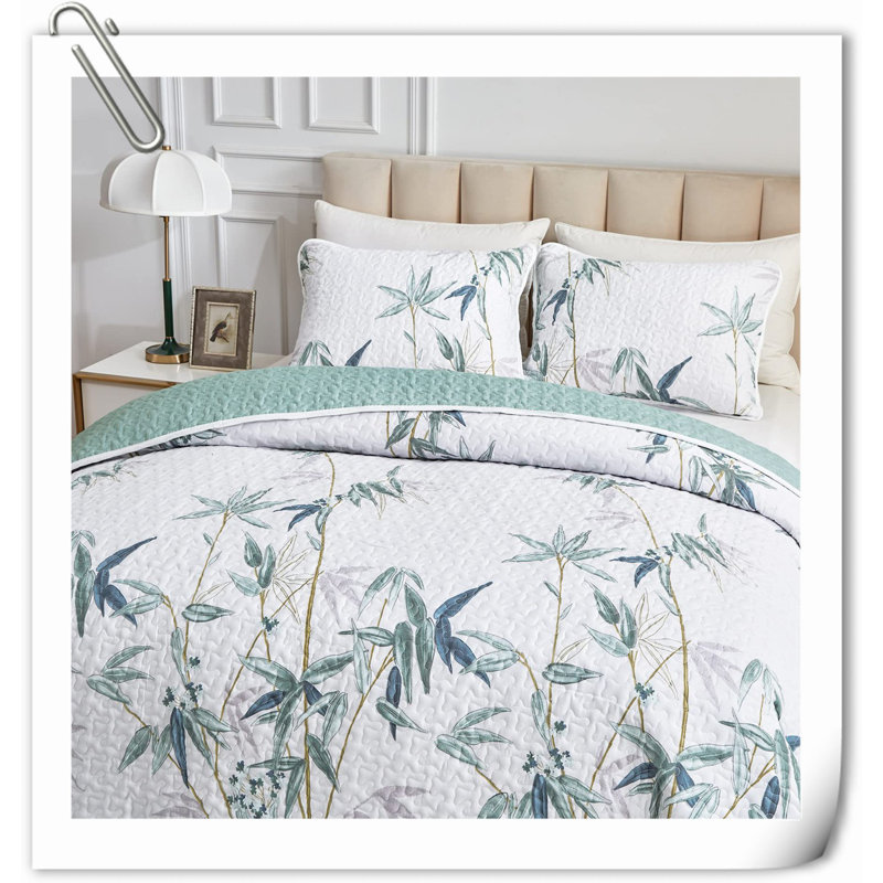 Quilts,3 Pieces Quilt Set, Floral Reversible Bedspread Coverlet Set, Soft Microfiber Lightweight Bed Cover For All Season