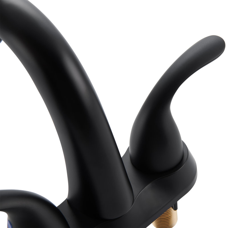 1.2 Flow Centerset Bathroom Sink Faucet with Drain, Matte Black