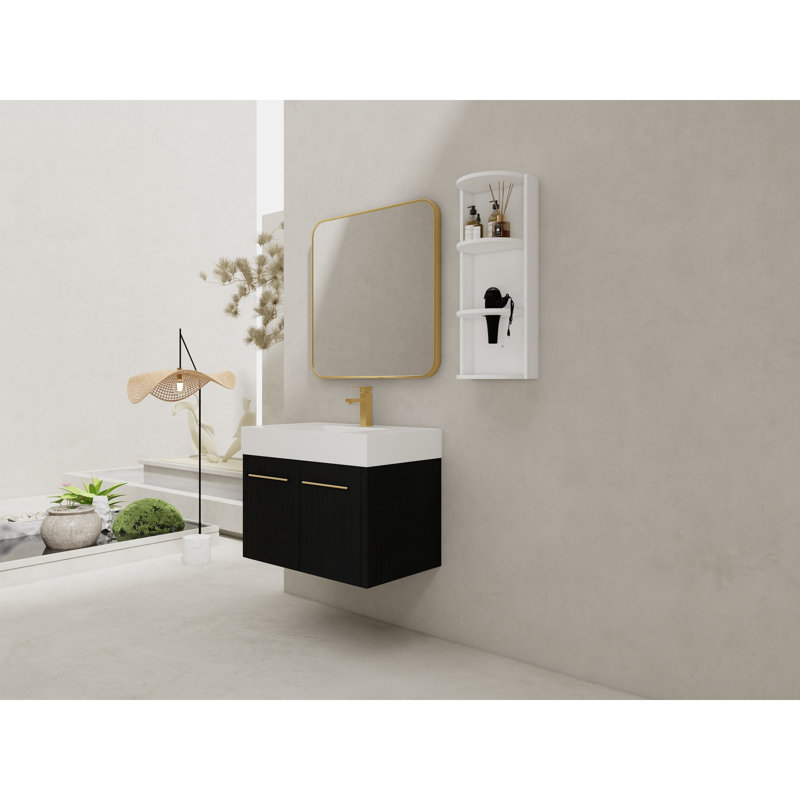 Meuble-lavabo mural de style moderne en contreplaqué avec rangement