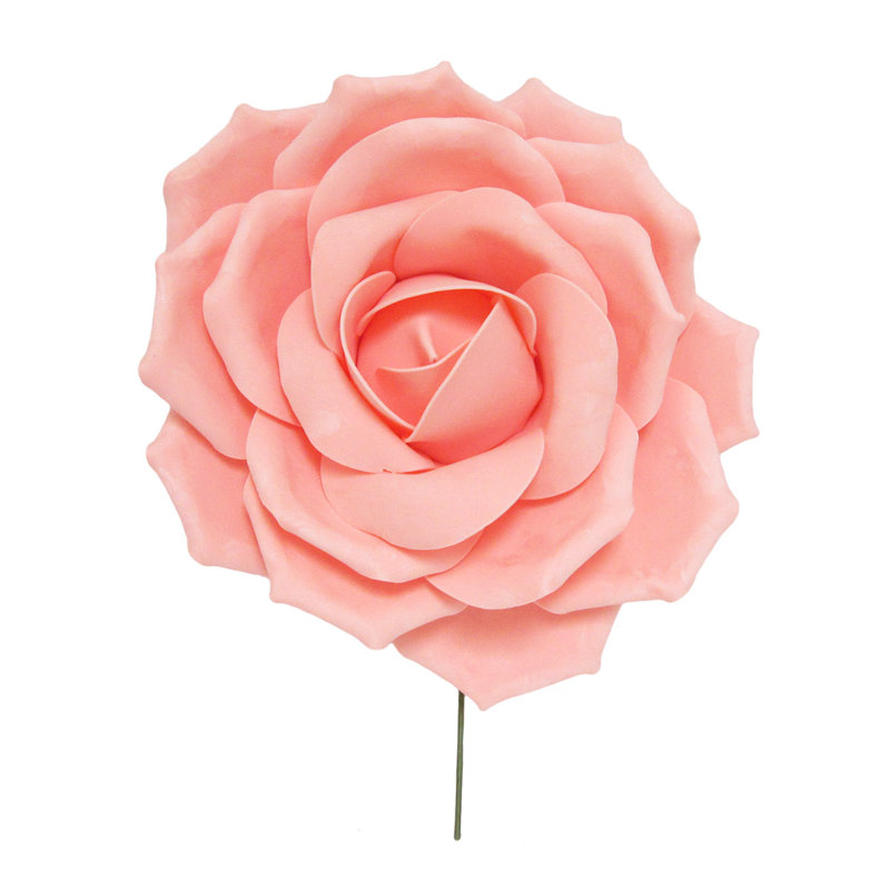 Grande tige rose en mousse, Rosé, H 16 po x l 16 po x p 7 po