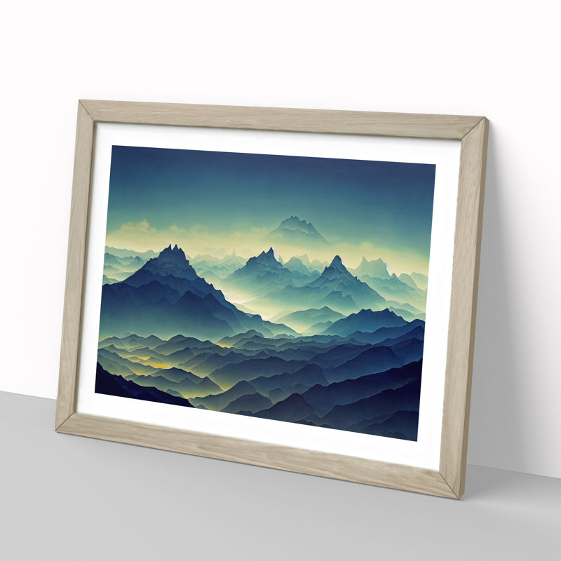 Picturesque Winter Mountains 1 Piece Single Picture Frame Wall Art, 25cm H x 34cm W x 2cm D, Oak Framed