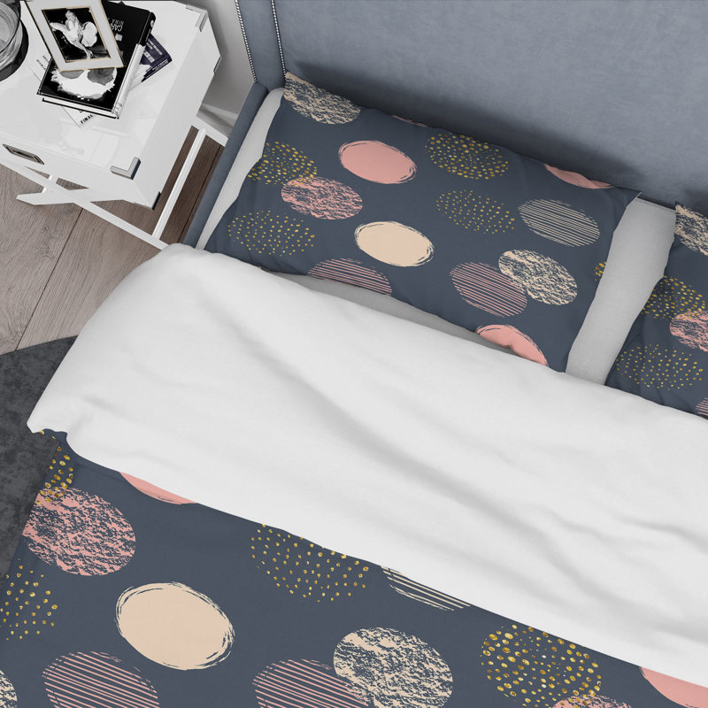 Motif de cercles multicolores - ensemble de housse de couette abstrait - microfibre de polyester