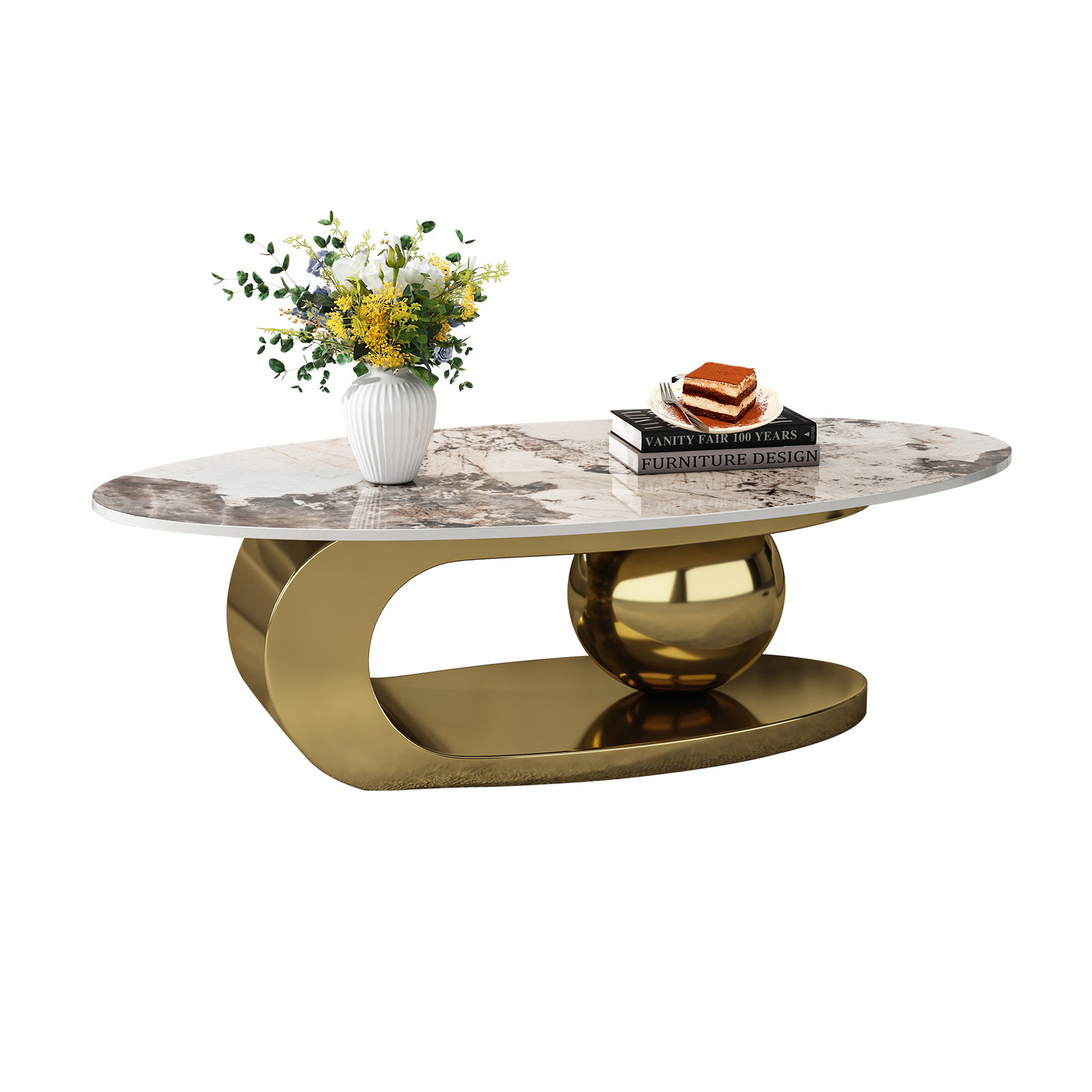 Brayden Studio® Hannie 51 Inches Modern Luxury Marble Coffee Table with