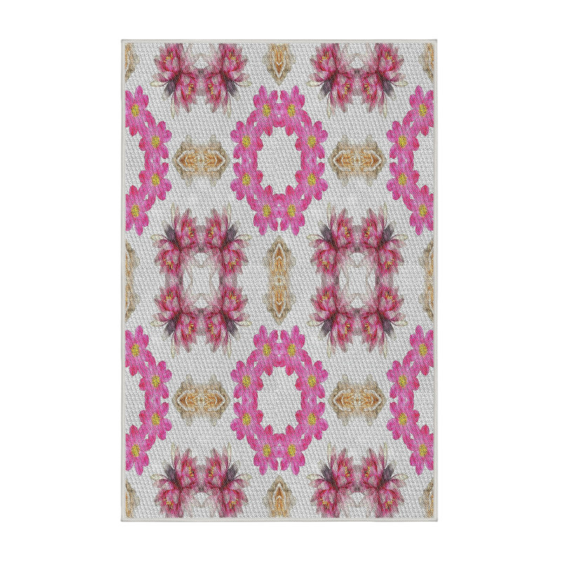 Tapis rose/brun tissé à la machine, Rectangle 2 pi x 4 pi