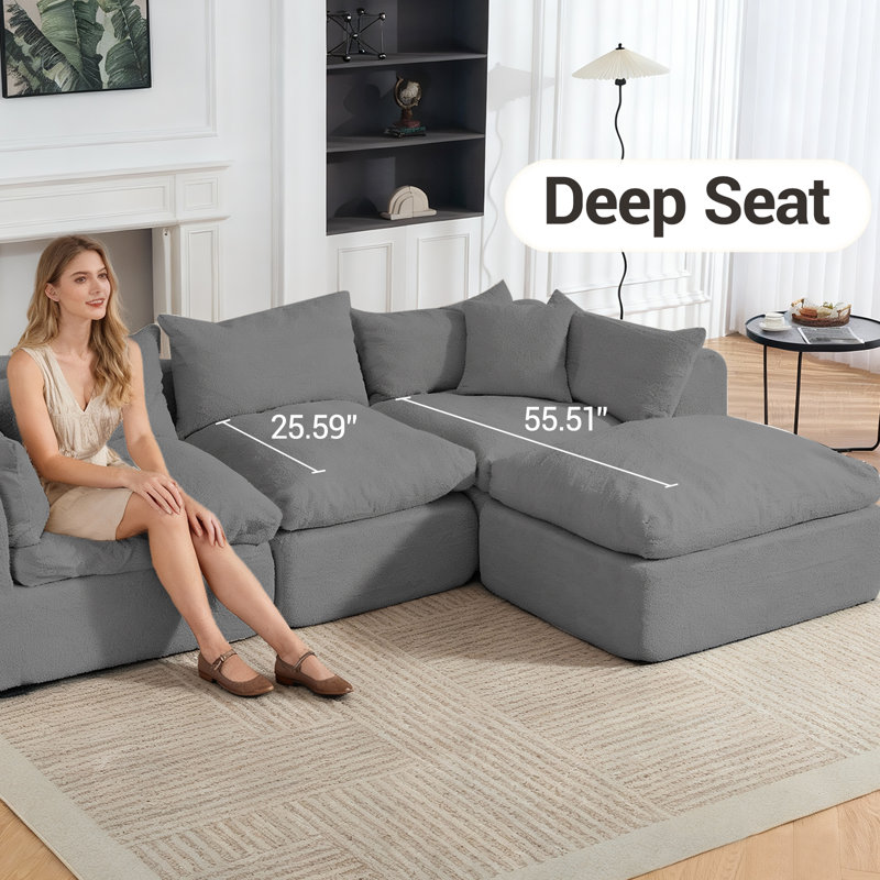 Canapé modulaire Boneless, Velours gris velours