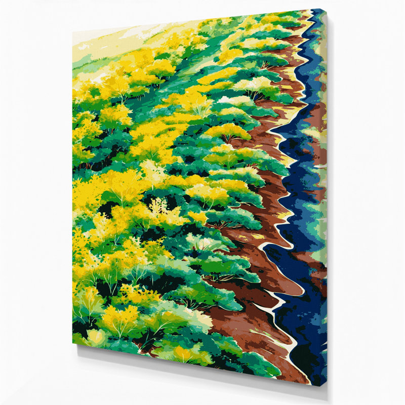Aquarelle, paysage, toile brune, art mural, H 24 po x l 36 po