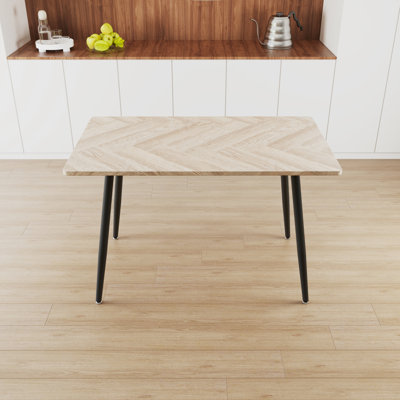 Table de salle à manger en bois, pieds en métal noir, 4, bureau d'ordinateur, petite table de cuisine avec sièges 4, égratignure de bureau, facile à nettoyer