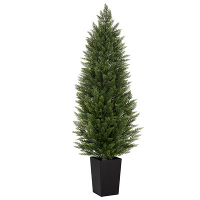 Cèdre artificiel artificiel 4FTA, arbres à feuillage dense pour l'intérieur, arbustes artificiels vert conique pour la décoration intérieure de la table d'entrée (paquet de 2)