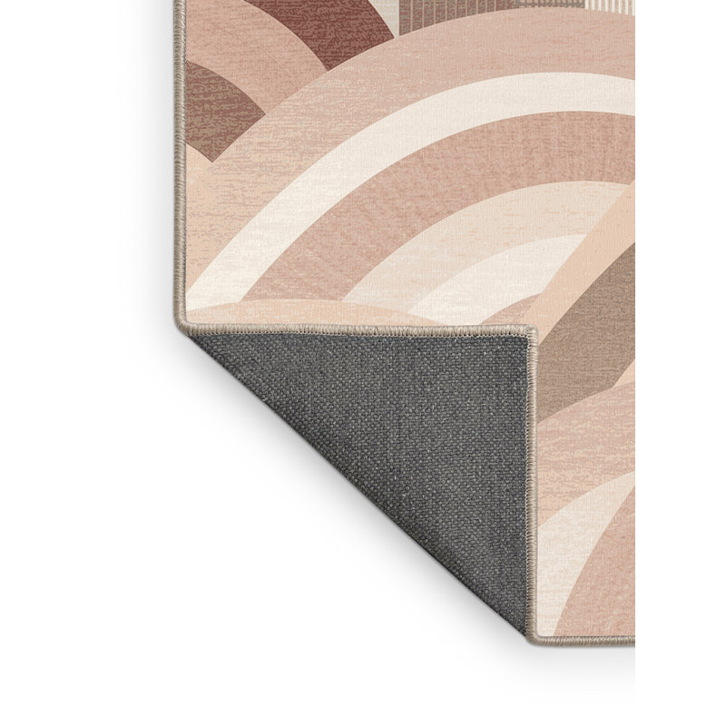 Tapis d'arc côtier moelleux en peluche moelleux beige, 7 x 9