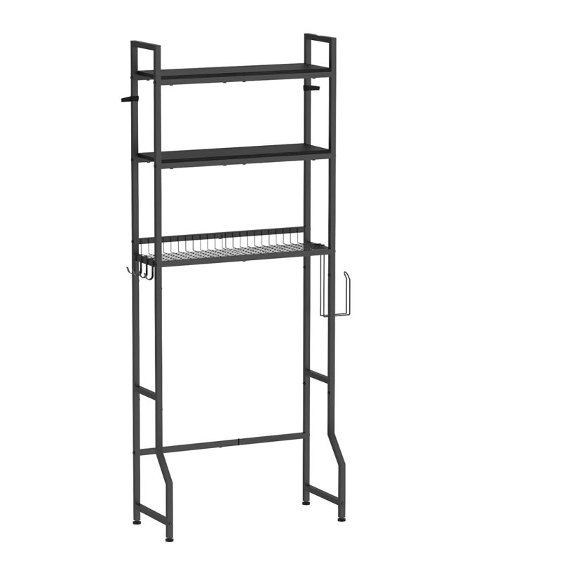 Black Wood 3-Tier Over-the-Toilet Storage Rack