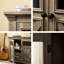 Bar armoire à vin avec 2 portes pour la salle à manger - Gris délavé, style rétro et grand espace de rangement, buffet d'entrée. Tablettes intérieures polyvalentes à charnière silencieuse et amovible