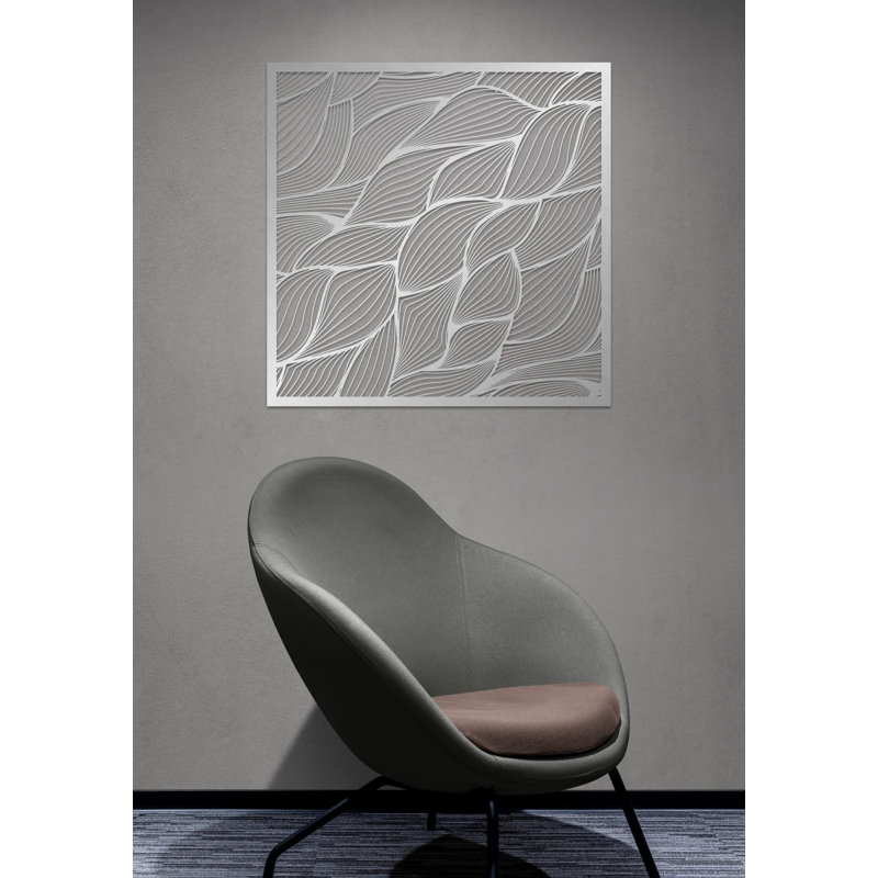 Metal Abstract and Geometric Wall Art Décor, Contemporary Art for Office Décor,  Gifts, Matte Silver, 26" H x 26" W x 0.50" D