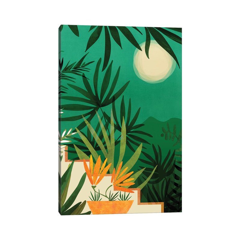 Exotic Garden Nightscape - Wrapped Canvas Print, 101.6 cm H x 66.04 cm W x 3.175 cm D