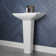 33.8" Tall White Rectangular Vitreous China Pedestal Bathroom Sink with Overflow