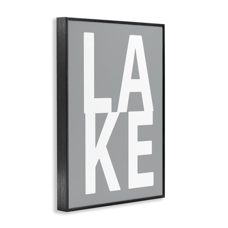 «Lake Word on Grey», estampe numérique par Jamie MacDowell, H 30 po x l 20 po, Giclée encadrée noir minuit