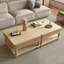Table basse à plateau relevable cannelé 31,5 po avec rangement ouvert et caché, mécanisme de levage hydraulique, pieds en bois massif rétro pour le salon, canapé (bois naturel)-151699661