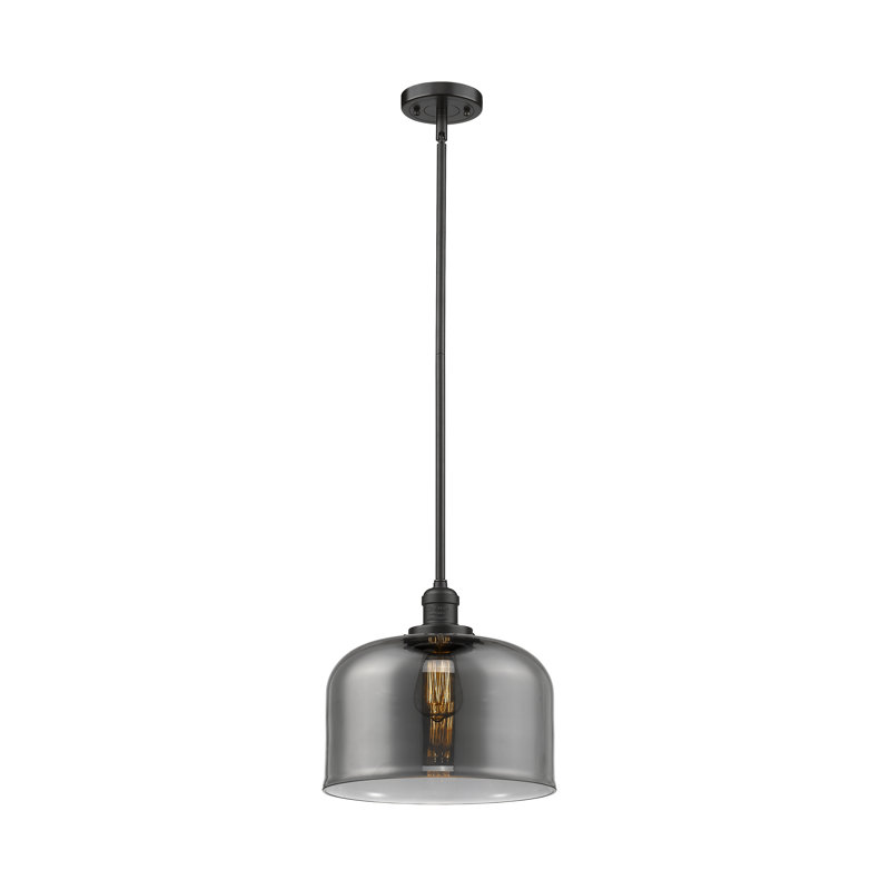 Luminaire suspendu en forme de dôme à 1 lumière Celaya, H 10 po x l 8 po x P 8 po, Plaqué couleur fumée, Bronze huilé