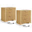 Table de chevet à 3 tiroirs de 23,6 po de large avec prises, organisateur de rangement pour garde-robe en bois cannelé