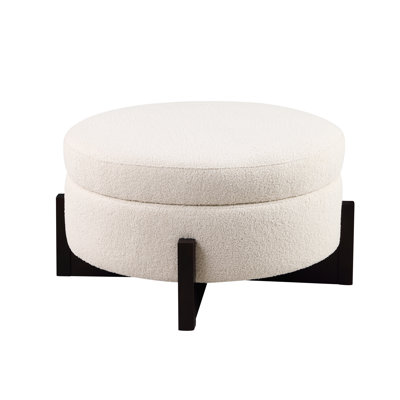 Chenille Ottoman - Soft Beige Footrest & Accent Stool | Gift Idea