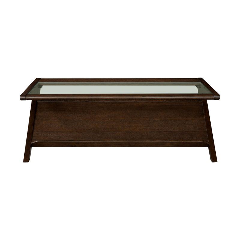 table basse en bois et verre trempé, brun marocain