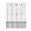 Farmhouse Hall Tree with 4 Hidden Hanging Hooks, Versatile Walnut Seating Bench with 8 Doors, Entryway Shoe Cabinet with Open Compartments for Living Room, White-194541054