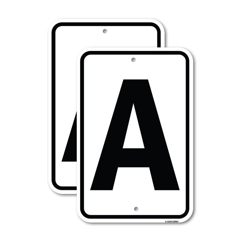 (2 Pack) Sign with Letter A 12" X 18" Aluminum Sign Heavy-Gauge Rust Proof