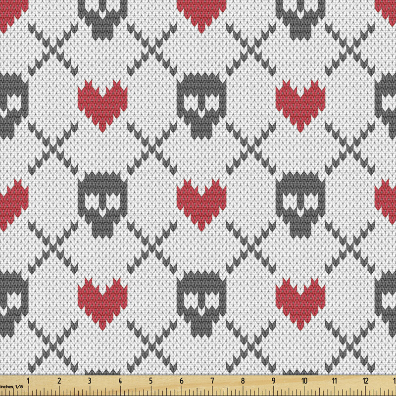 Gastelum Skulls and Hearts Crosses Fabric