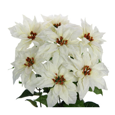 7 tiges de poinsettia artificielles velours
