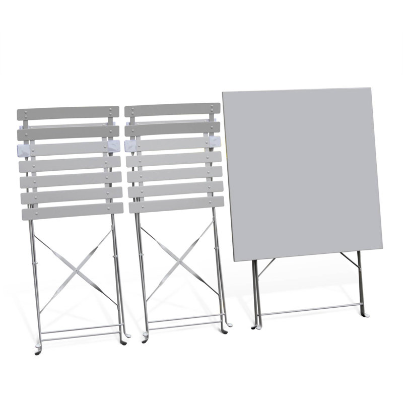 Westcliff Folding Thermo- Lacquered Steel Bistro Table, Grey