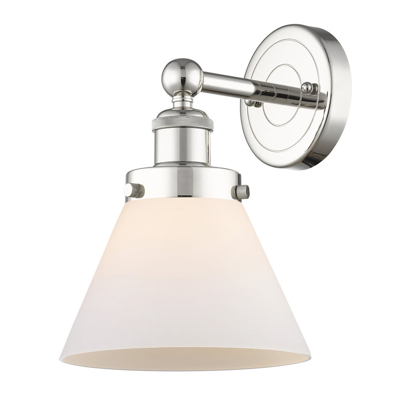 Applique murale à bras en acier 1 lumière Chesterhill, Blanc mat, Nickel poli