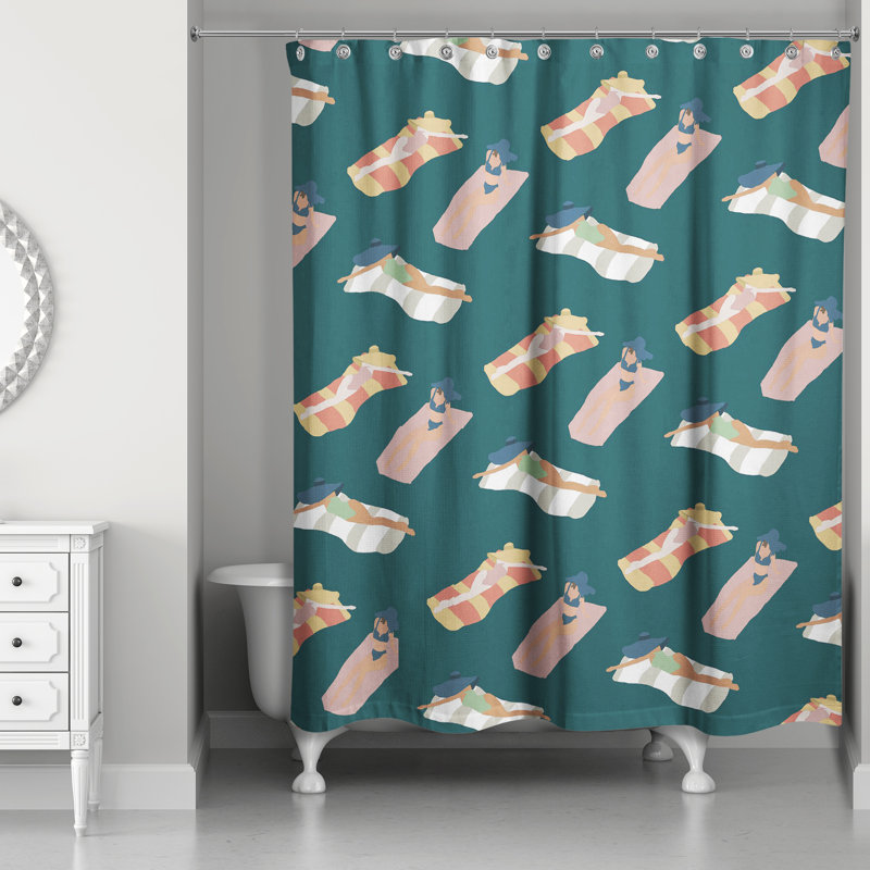 Rideau de douche simple Alfiee, Bleu marine