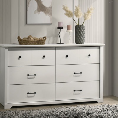 Commode 6 tiroirs avec poignées noires Elara
