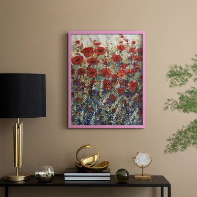 «Garden Poppies I», reproduction encadrée - bois massif
