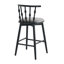 Tabouret de bar d'intérieur en bois Doria, finition noire avec revêtement gris, ensemble de 2