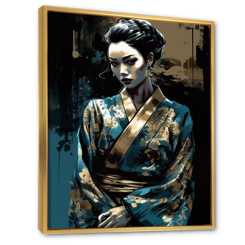«Japonaise, modèle féminin II», impression sur toile, H 32 po x l 24 po x P 1 po, Cadre flottant doré