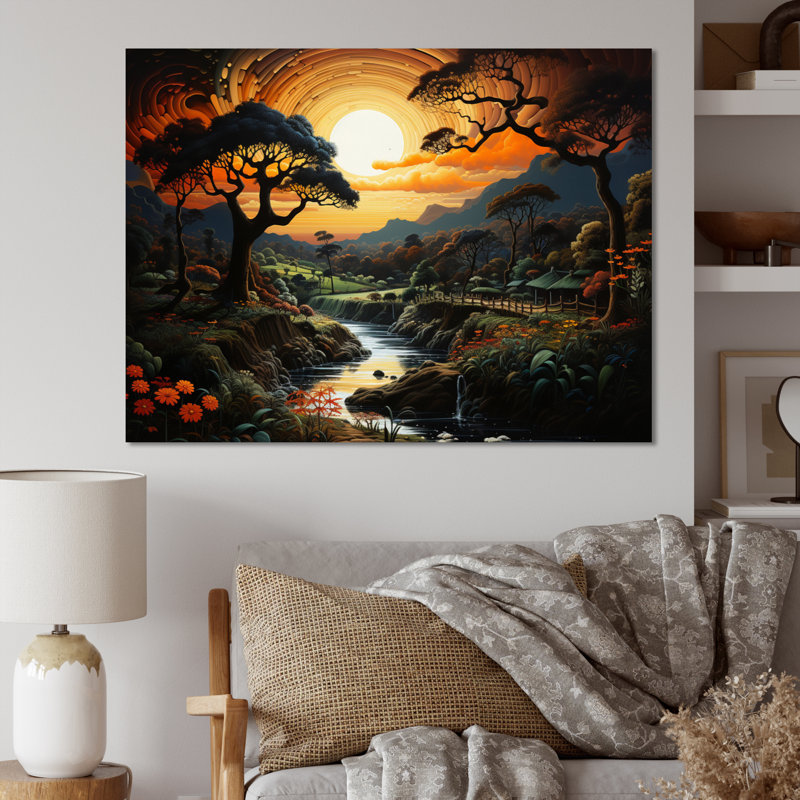 Mystic River Sunset Pastoral I, H 34 po x l 44 po x P 1,5 po, Toile tendue