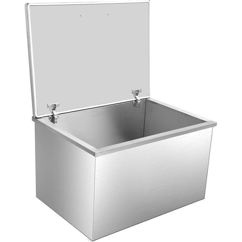 Glacière encastrée en acier inoxydable, refroidisseur de 32 pte avec couvercle à charnière pour la cuisine extérieure, le bar, le vin et la bière
