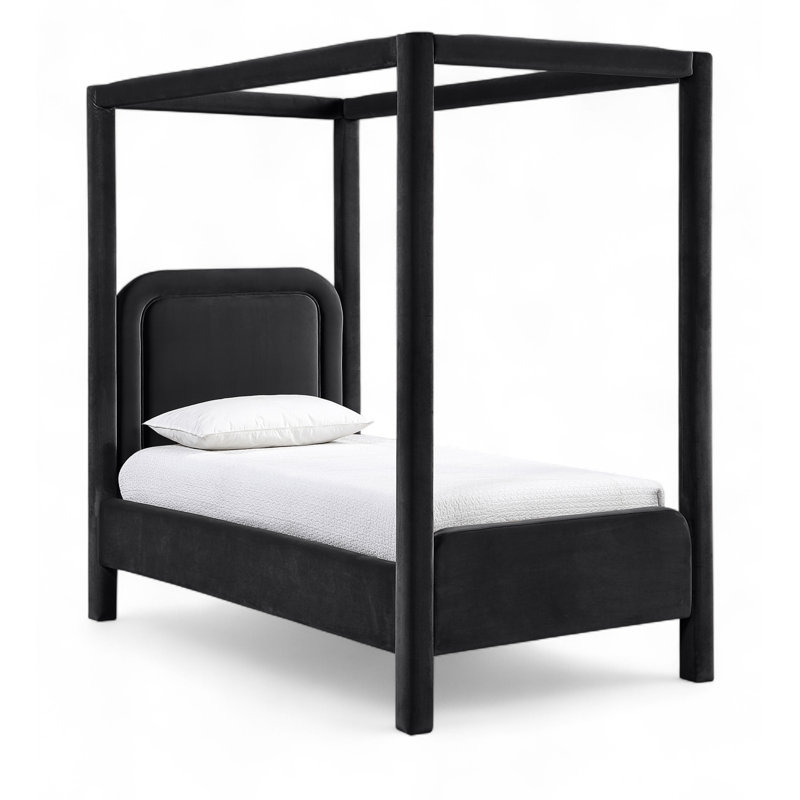 Lit tapissier Salina, Simple, Velours noir
