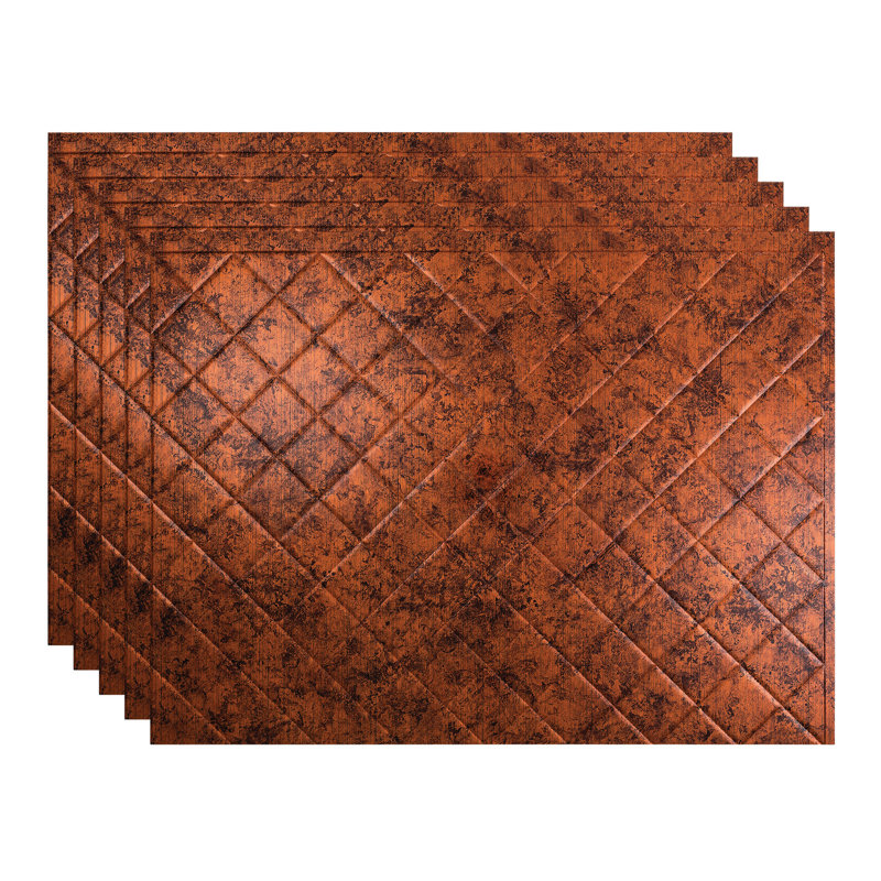 FASÄDE Quilted Decorative Vinyl Backsplash 15 sq ft Kit, Moonstone Copper