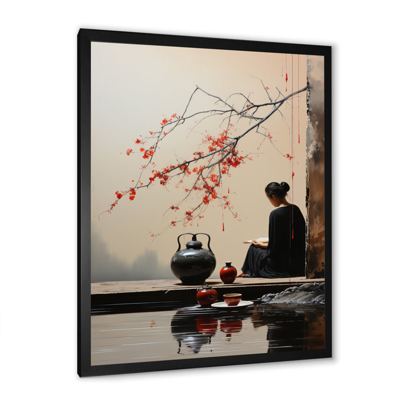 «Jaismeen Japon Art Tea Cerémonie II», reproduction sur toile, H 44 po x l 34 po x P 1,5 po, Cadre photo noir