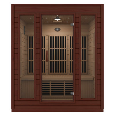 3 Person Indoor Sauna Room: Hemlock Wooden Spa With Bluetooth Speaker, FM, Oxygen Bar, And Touch Control Panel