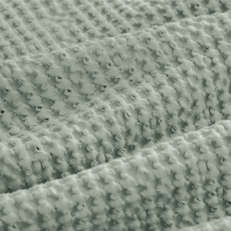 Essential Collection 100% Cotton Waffle Weave Duvet Cover Set, Queen Duvet Cover + 2 Standard Shams, Sage Green