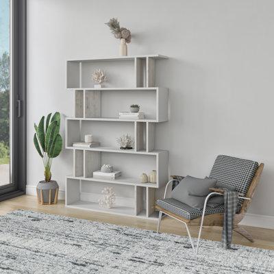 Ezra 63.39" H x 43.31" W Modern Geometric Bookcase