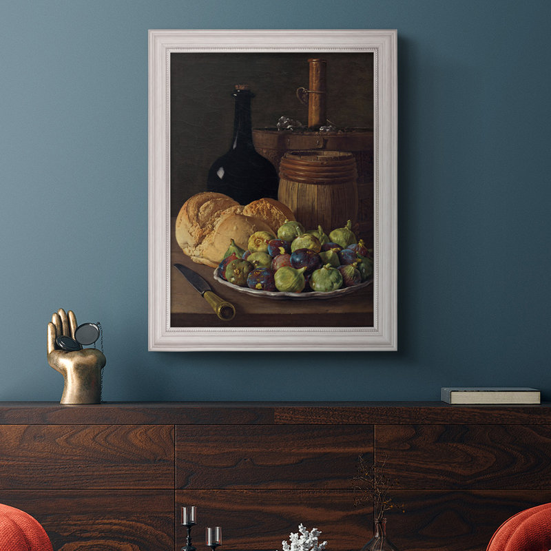 Nature morte avec des figues et du pain - reproduction de cadre photo, H 20 po x l 16 po x P 2,5 po