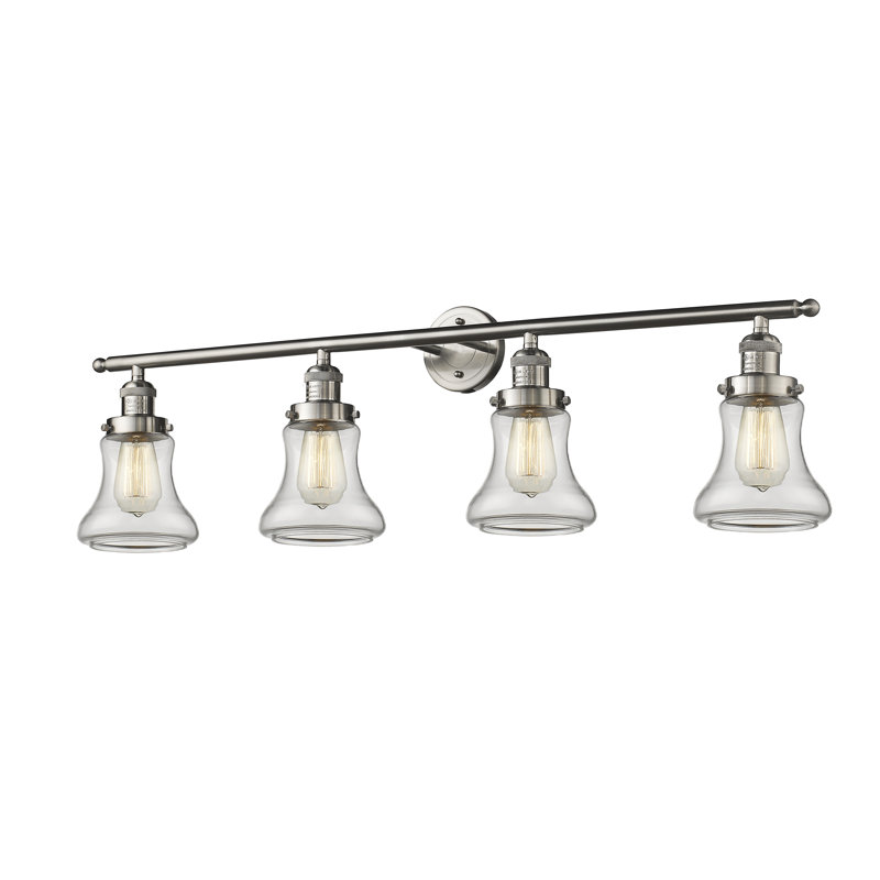 Lumière de vanité de 4-lumière Reyhani, Brushed Satin Nickel, Clear