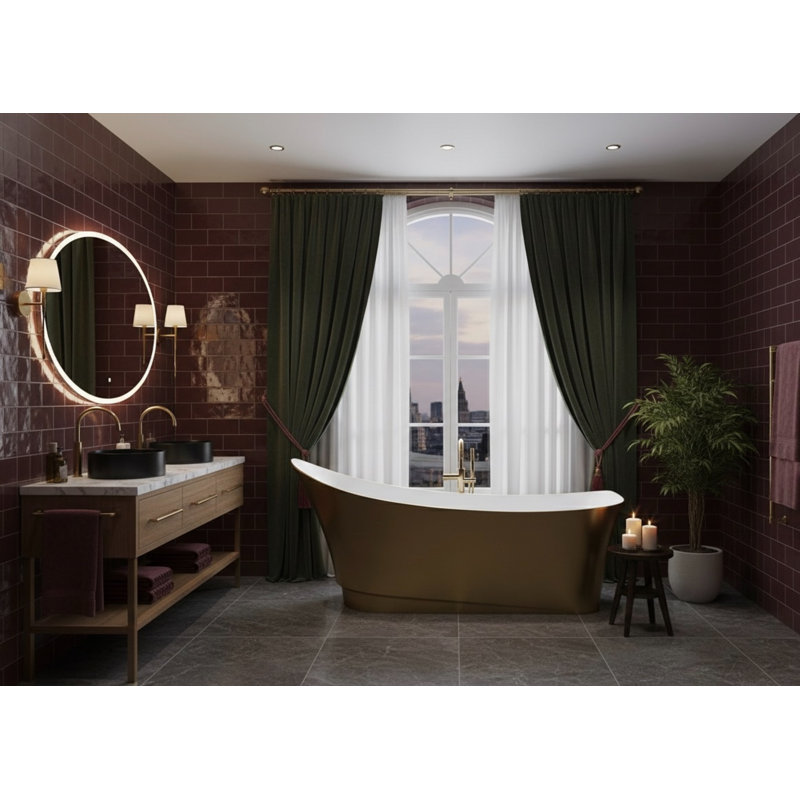 Baignoire autoportante 70,9 po x 29,5 po, Or vieilli / blanc
